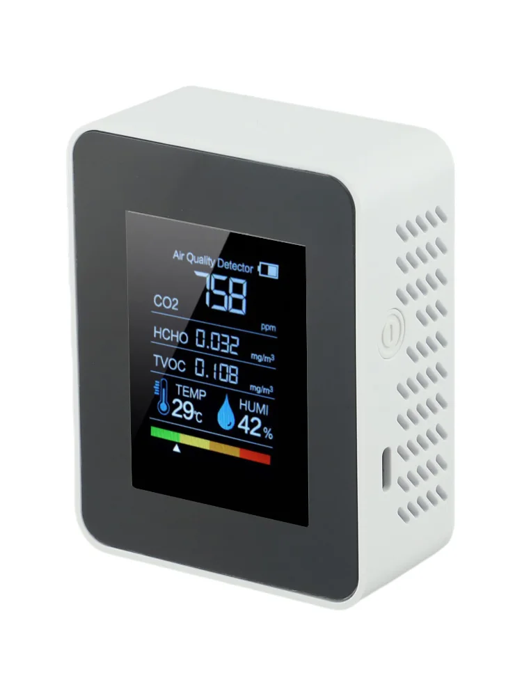 90*70*35mm 3.54*2.75*1.37in 5-in-1 Air Quality Detector Indoor Air Quality Tester Rechargeable Lithium-ion Battery USB Charging