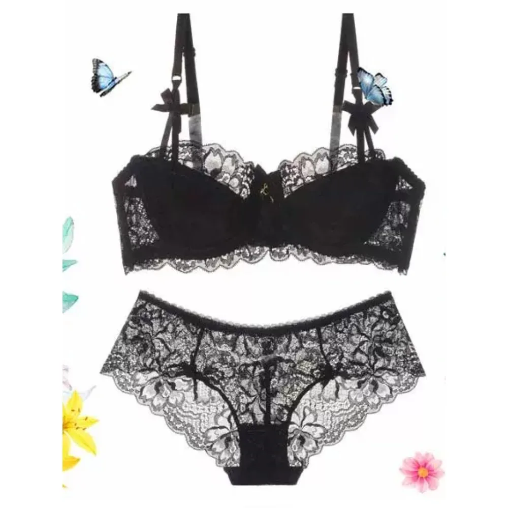 Sexy Bestseller Sommer Halbschalen-BH-Set 32-38, dünn, für große Brüste, Minimierer, geraffte, dezente Dessous für Damen, für den täglichen Alltagsgebrauch.