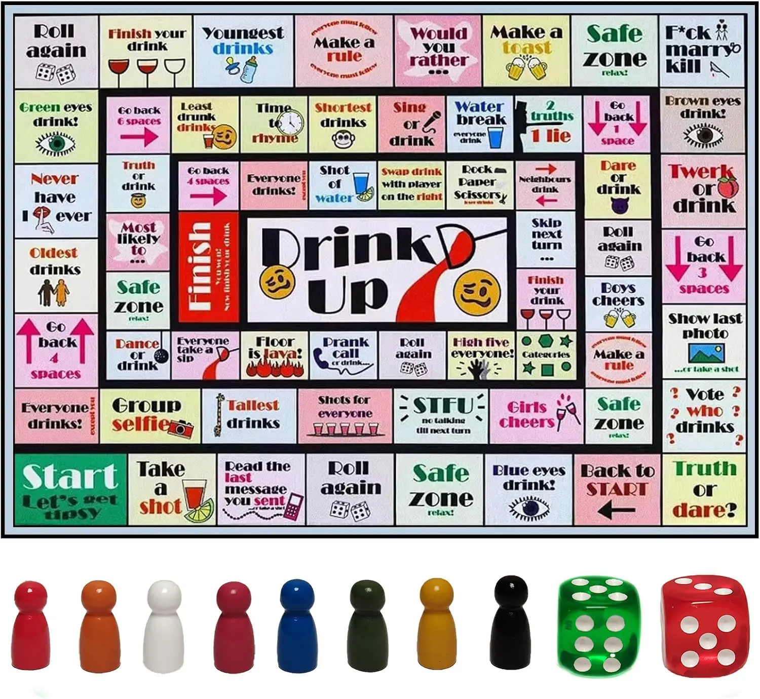 

Leather Board Games for Adults, Tipsy Drinking Games for Bachelorette, Game Night, Birthday (2-8 Players, Age 21+)