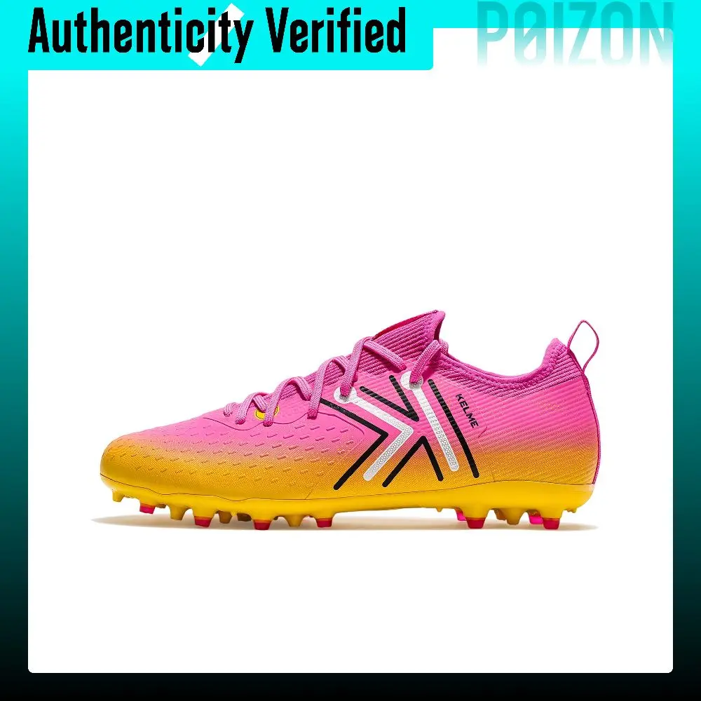 KELME Flash 5.0 MG Multi Ground Natural Grass Cushioning Abrasion Resistant Soccer Shoes Unisex Rose Red & Yellow 9521ZX1325-