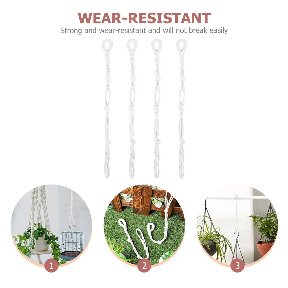 

4Pcs Wall Plant Hanging Rope Extender Macrame Style Flowerpot Holder Strong Linen Cord for Indoor Outdoor Home Garden