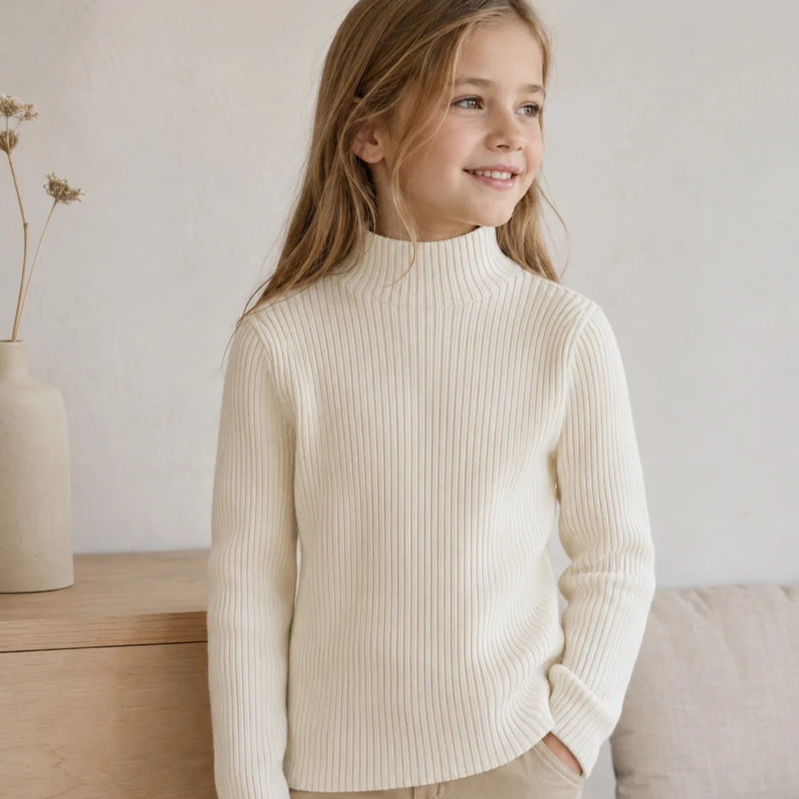 Crew Neck Pullover T-Shirt Kids Long Sleeve Cotton Undershirt Solid Basic Casual Tops for Boys Girls Spring Autumn