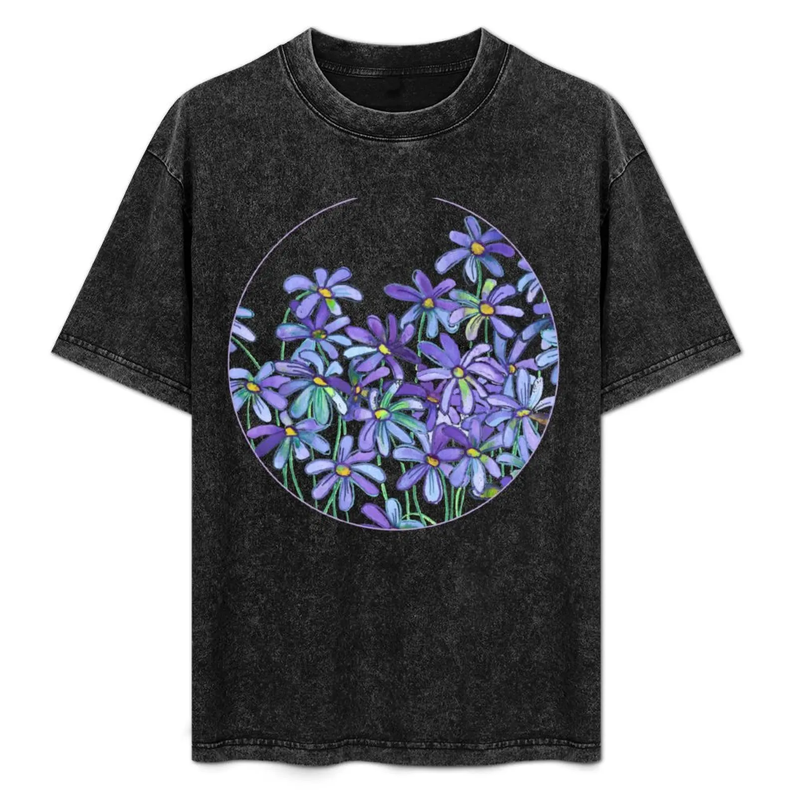 

Purple Daisies in Watercolor & Colored Pencil T-Shirt Abstract Pattern Print Top