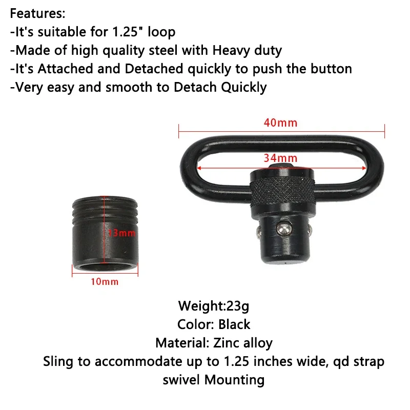 1Pc Quick Detach QD Sling Swivel Scope Mount Ring for Most Gear with Sling Swivel Mount