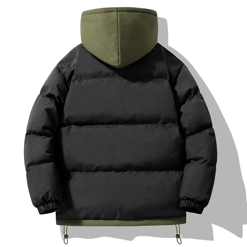 YJKVUR Cotton-Padded Coat Men 2024 Winter New Oversize Fake Two-Piece Outdoor Warm Thick Bread Jackets Plus Size Hooded Top