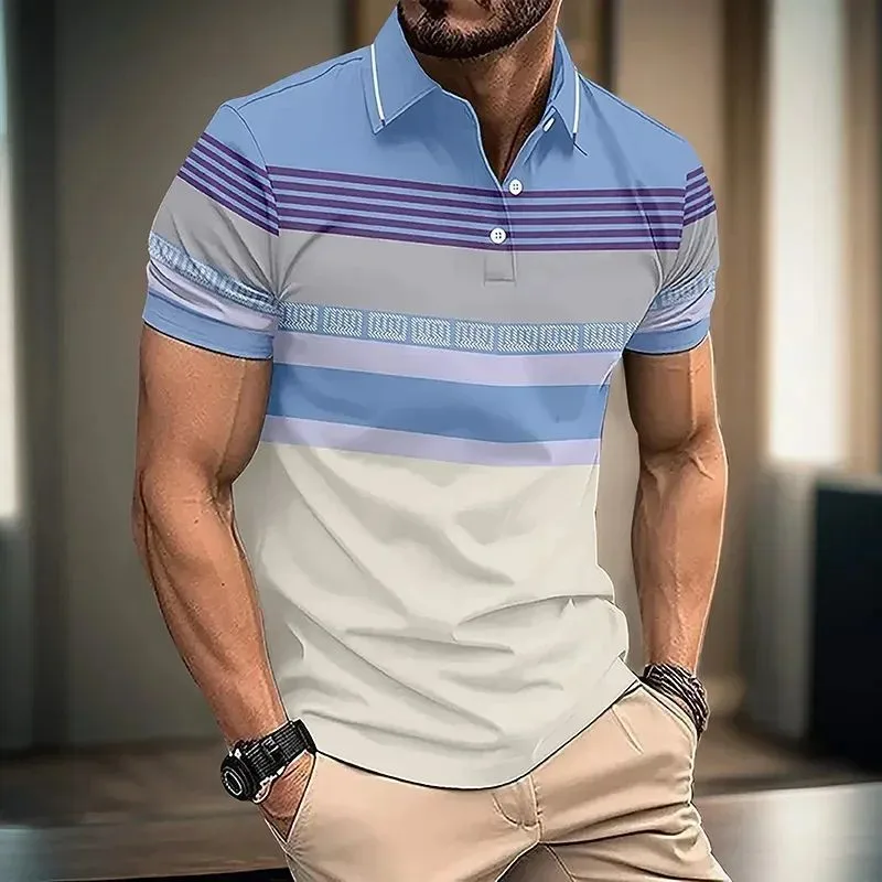 

The new men's short-sleeved POLO shirt for summer 2025 features a casual fashionable and comfortable 3D pattern print