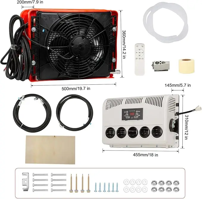 TELCOOL 24V DC Split Type Truck & RV Air Conditioner Replacement for Campers, Trailers, Excavators, Vans & Agricultural Vehicles