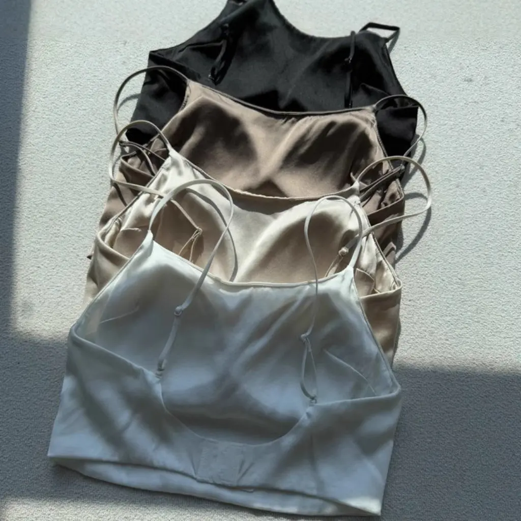 

Silk Sling Thin Inner Comfortable Fixed Coaster Bra F120310 - Women's Vest Top