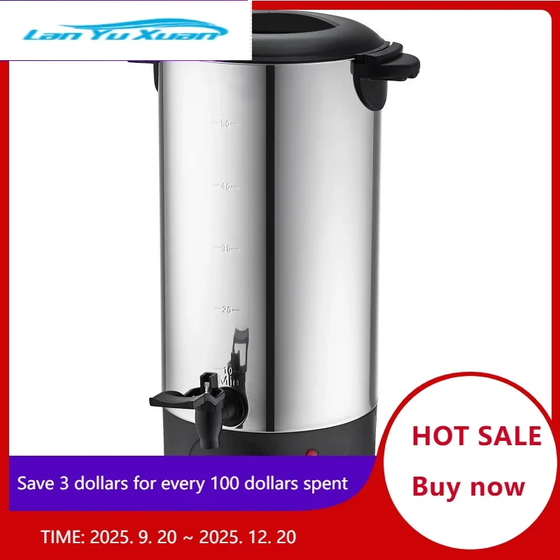 

SucceBuy 50 Cups Commercial Coffee Urn Stainless Steel Large Coffee Dispenser 1000W Electric Coffee Maker Urn For Quick Brewing