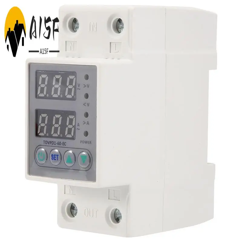 A15F-Din Rail Dual Display Adjustable Over Voltage Current And Under Voltage Protective Device Protector Relay 220V 230V