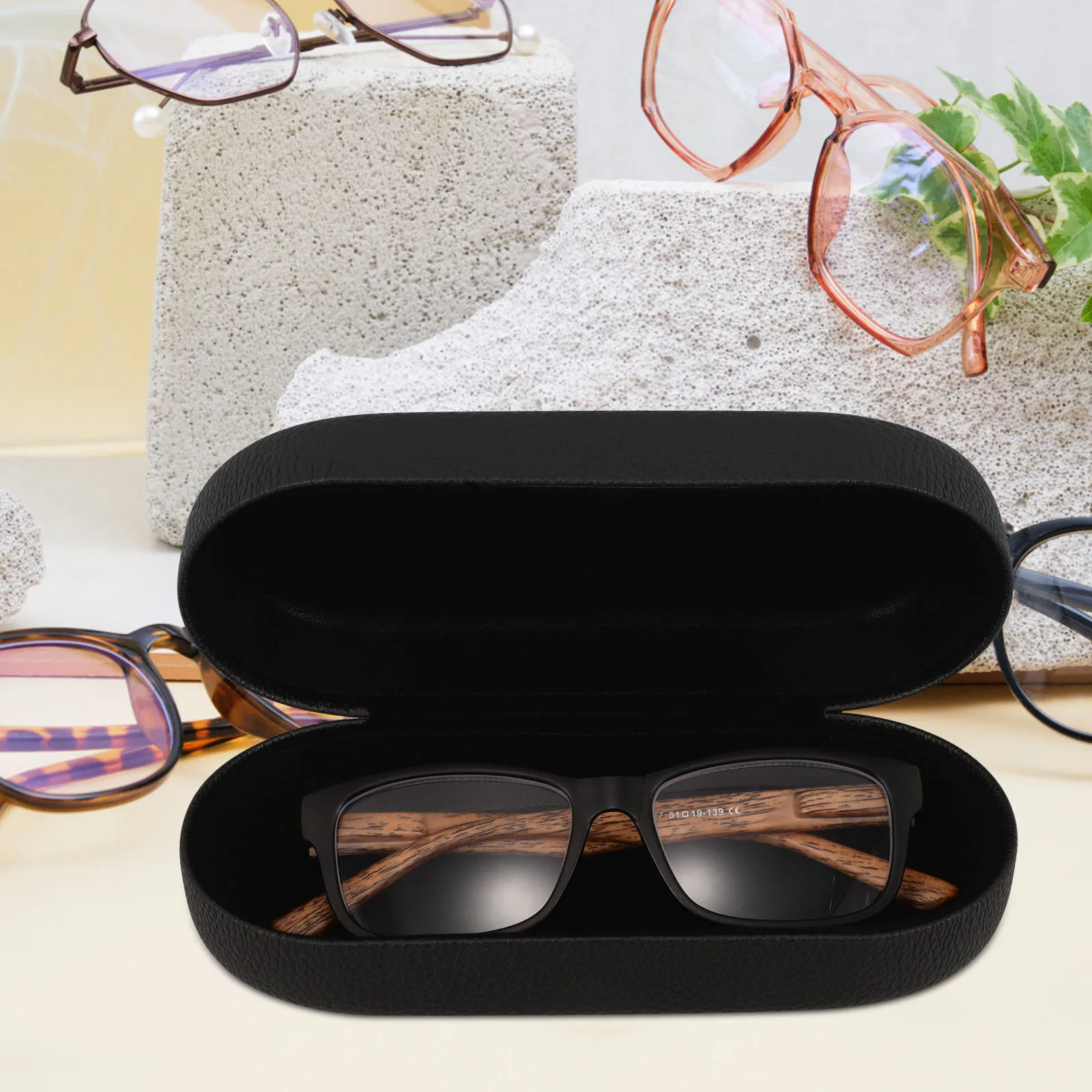 

Eyeglass Case Large Black Metal Hard Shell Sunglasses Storage Travel Protective Goggles Case Oversized Glasses Container Pouch