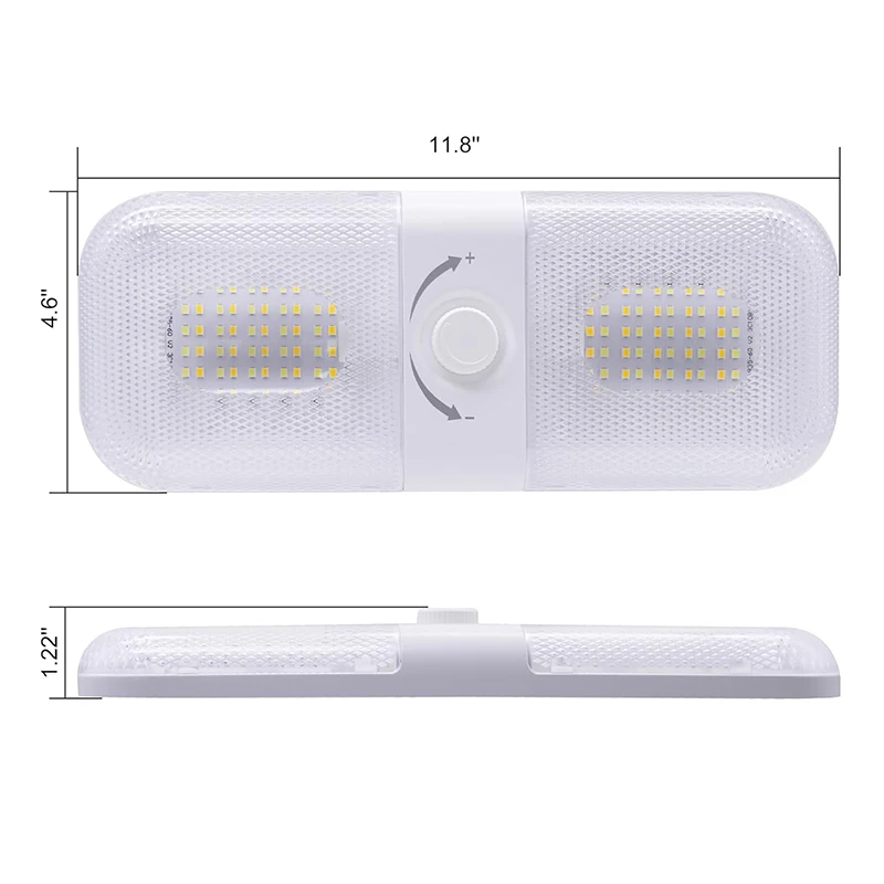 12V/24V Vehicle Interior Camper Light 120LED Stepless Dimmable Dome Lamp with Night Indicator & Memory Function for RV Caravan