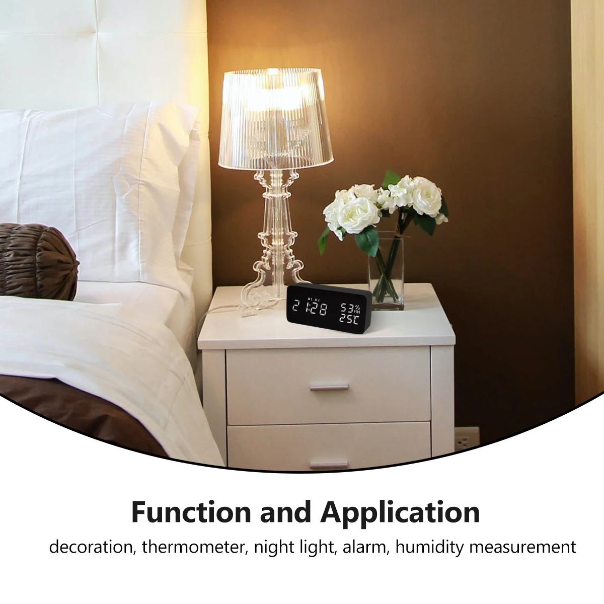 

Modern Wooden Alarm USB Charging Digital Mute Desktop Home Bedside Clock Electronic Alarm Clock Decor Bedroom Gift