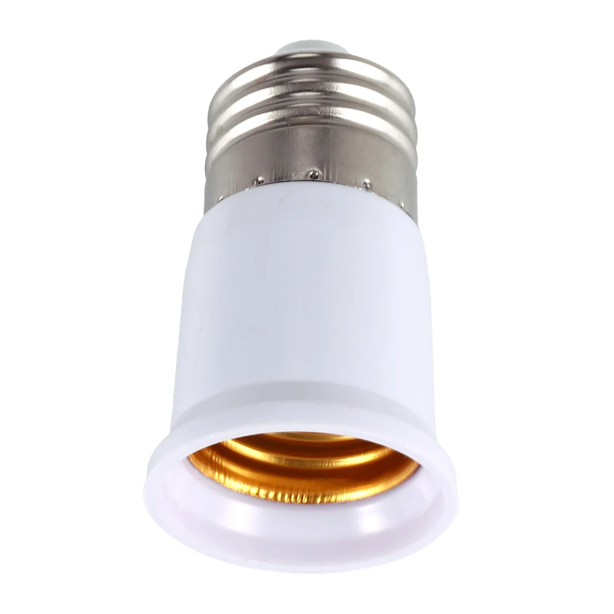 ABUOE27 to E27 Bulb Holder Silver Tone White Adapter Extender
