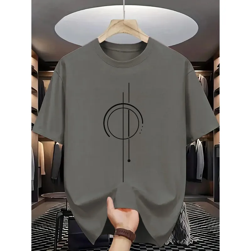 2026 Neues Minimalistisches Abstraktes Grafik-T-Shirt für Herren Lässige Streetwear Kurzarm Baumwoll-Oberteil – Detail 5