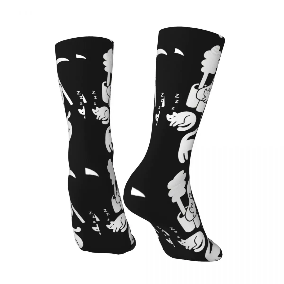 Funny Happy Men's Compression Socks Death And His Cats Retro Harajuku Cat The Return Of Vampurr Horror Halloween Street Sock