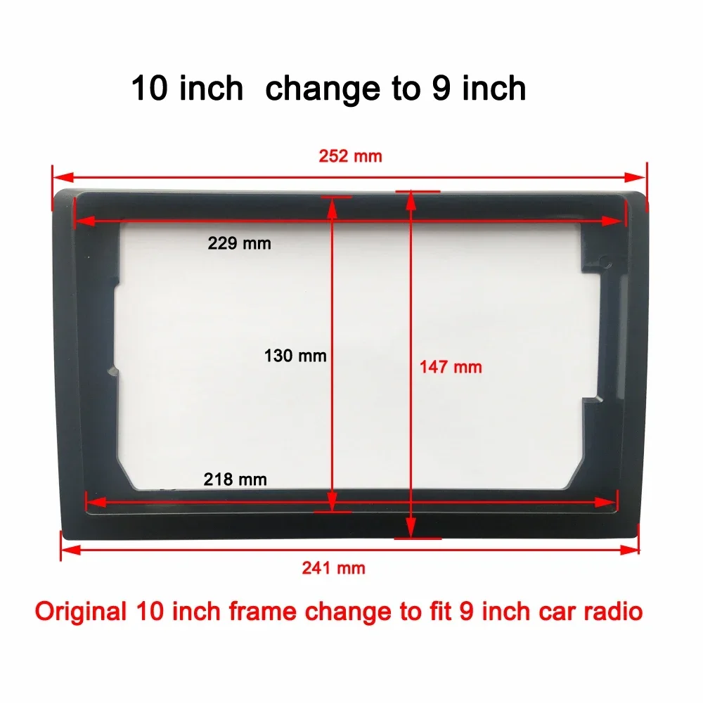 Fahrzeug-Radio-Frontblende 9 Zoll auf 7 Zoll/10 Zoll auf 7 Zoll/10 Zoll auf 9 Zoll 2-DIN-Autoradio-Frontblende Auto-Audio-Rahmenverkleidung – Detail 2