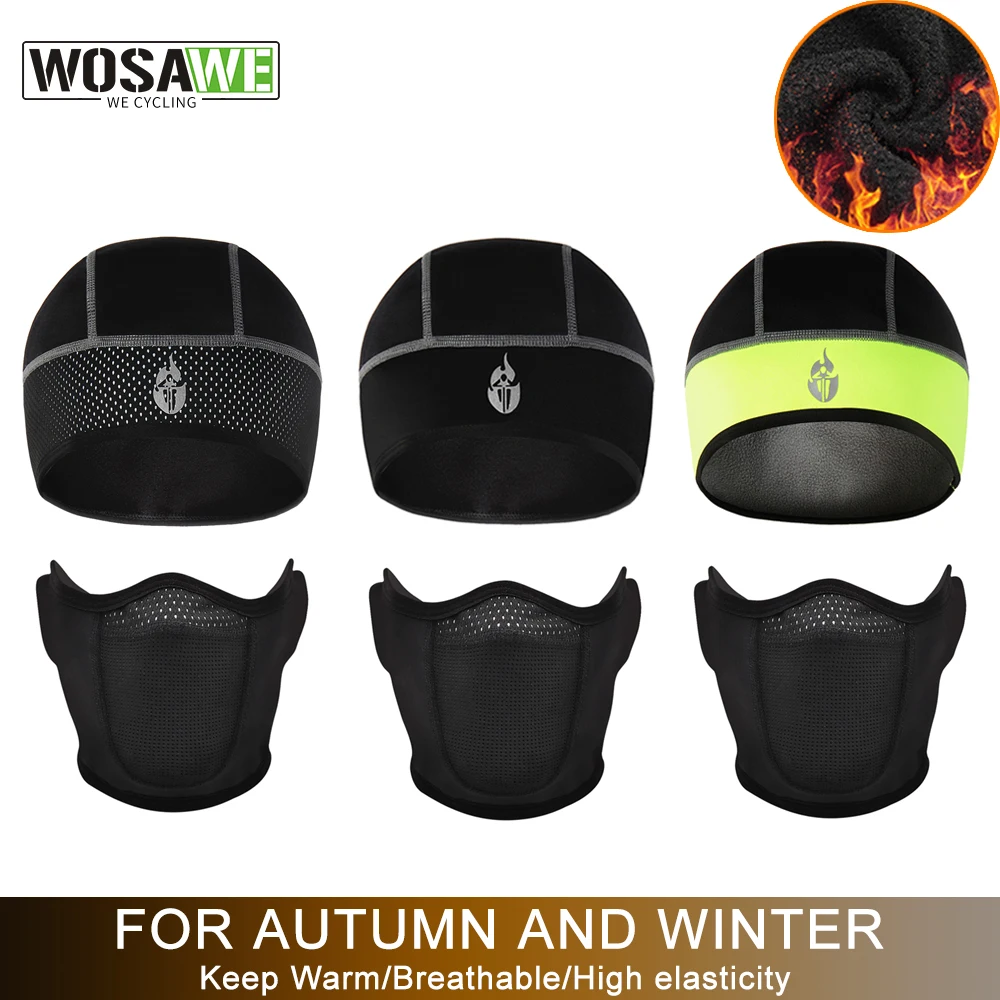 

WOSAWE Men Cycling Caps Warm Fleece Men's Hat Gorras Para Hombres Male Face Cover Helmet Mask For Bicycle Ski Skate Snowboard