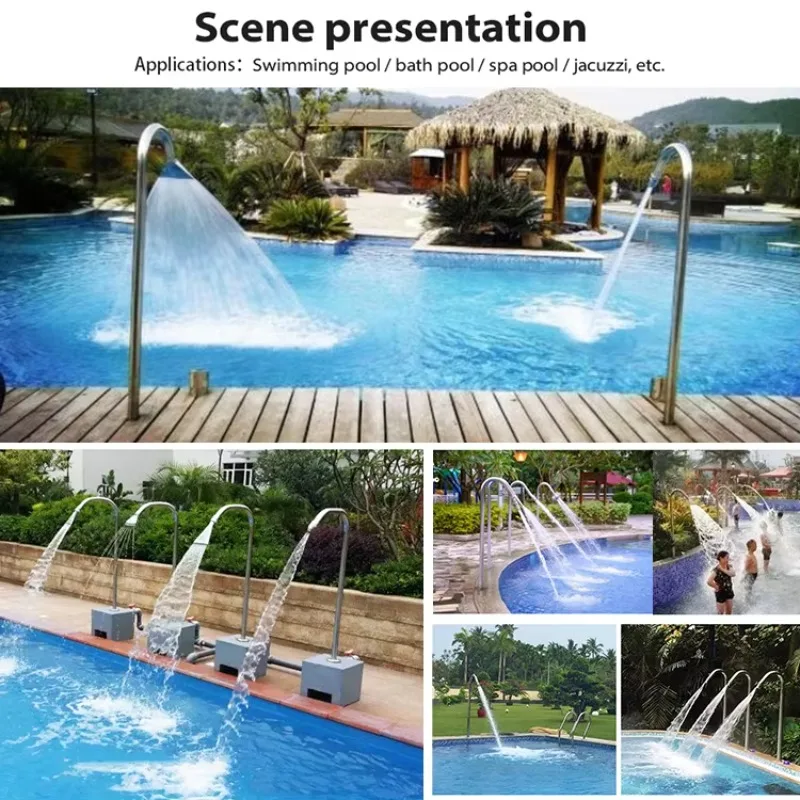 Stainless Steel Pool Fountain Nozzles Waterfall Spillway Massage Jet For Swimming Pond Landscape Multiple Shapes Available