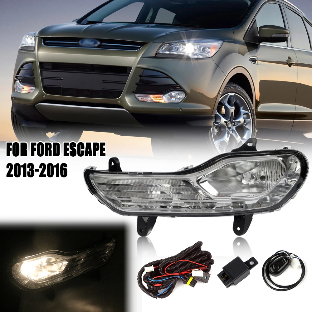 

Front Bumper Fog Lamp Upgrade Kit FOR Ford Escape 2013/2014/2015/2016 Version Additional Foglight Set