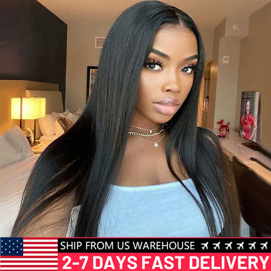 180% HD Straight 13x6 Lace Front Human Hair Wigs 30 38 Inches Transparent 13x4 Lace Frontal Wig 5X5 Glueless Ready To Wear Bling