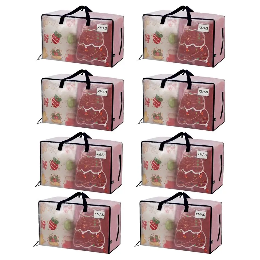 

8 Pack Moving Bags and Large Christmas Decoration Storage Bins with lids. Alternative to Moving Boxes, Packing Supplies for Col