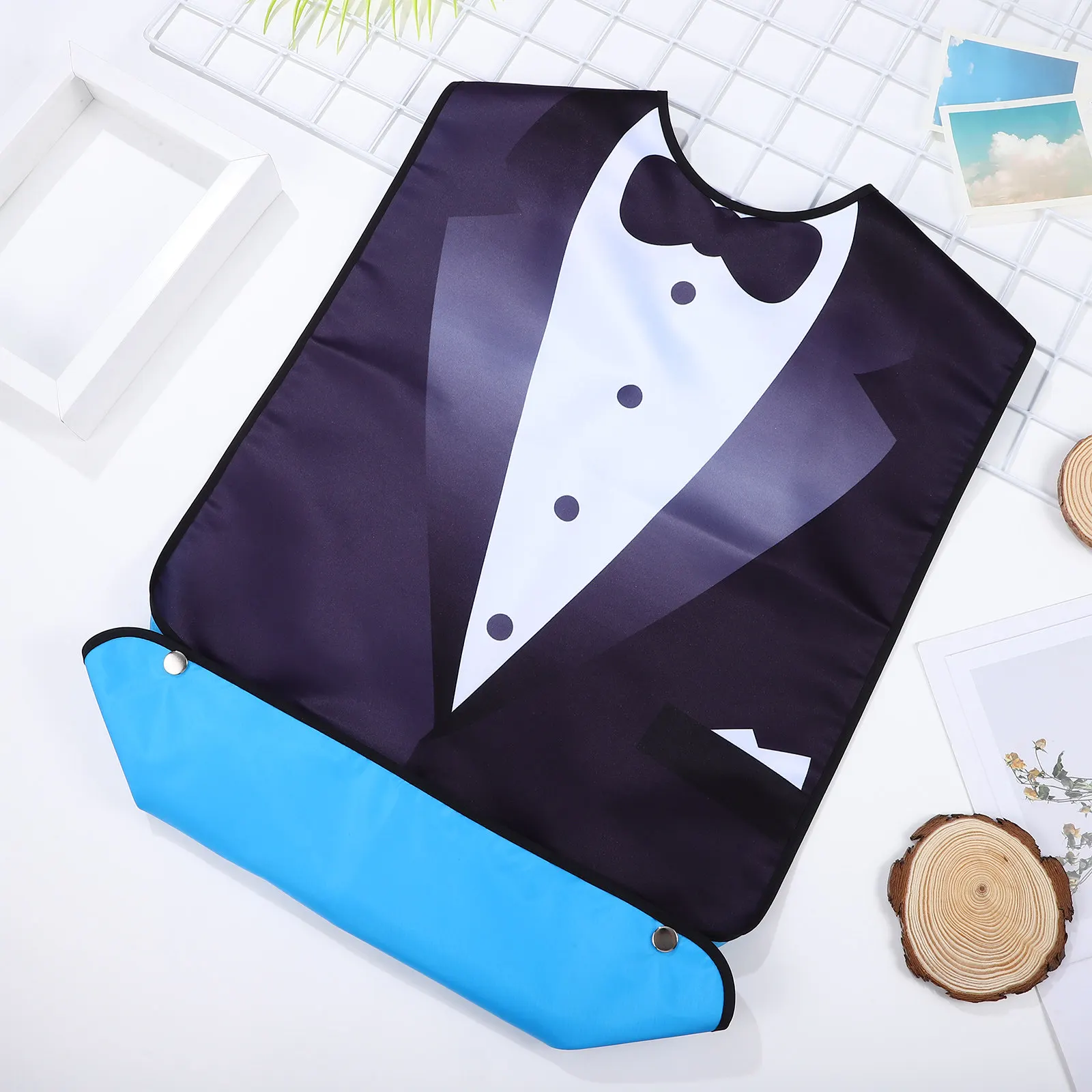 

Комплект из 2 взрослых нагрудников с узором, моющиеся, на кнопках, для защиты одежды, для пожилых людей, регулируемые, для приема пищи