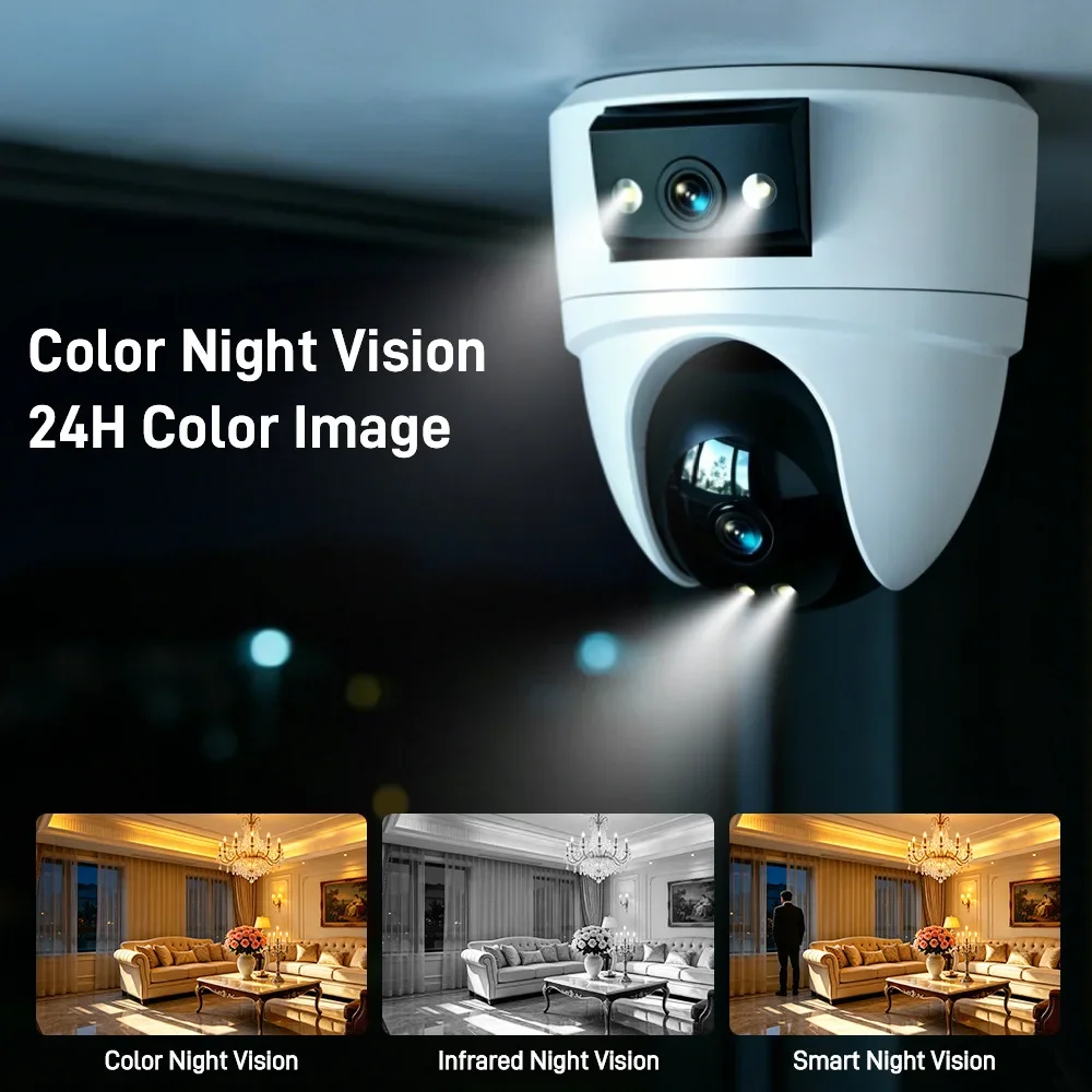 4K 10MP WiFi IP Cam Dual Lens 360° PTZ Security Camera with Night Vision & Human Detection CCTV Baby Monitor for Home O-Kam Pro