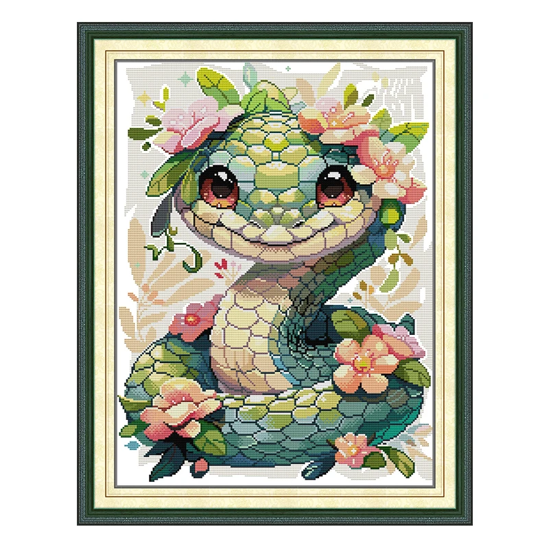 Snake of the Chinese Zodiac Patterns Counted Cross Stitch Set 11CT 14CT 16CT Stamped DMC Cross-stitch Kit Embroidery Needlework