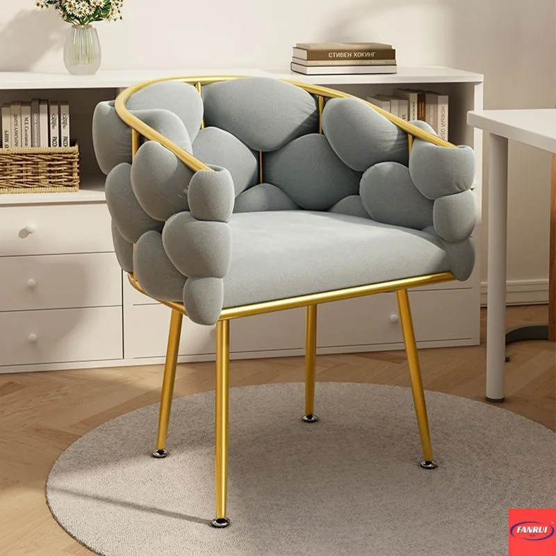 Makeup Chair Nordic Dining Chair Bedroom Backrest Princess Chair Light Luxury Dresser Stool Dressing Stool Metal Frame