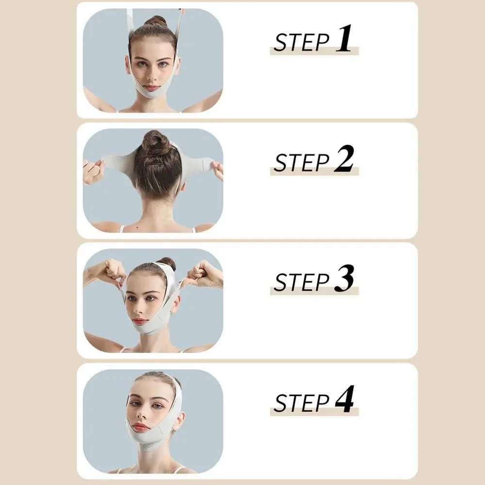 Cinto de levantamento facial ajustável portátil, faixa de elevação facial respirável e resuável em forma de V, máscara de sono para escultura facial para mulheres