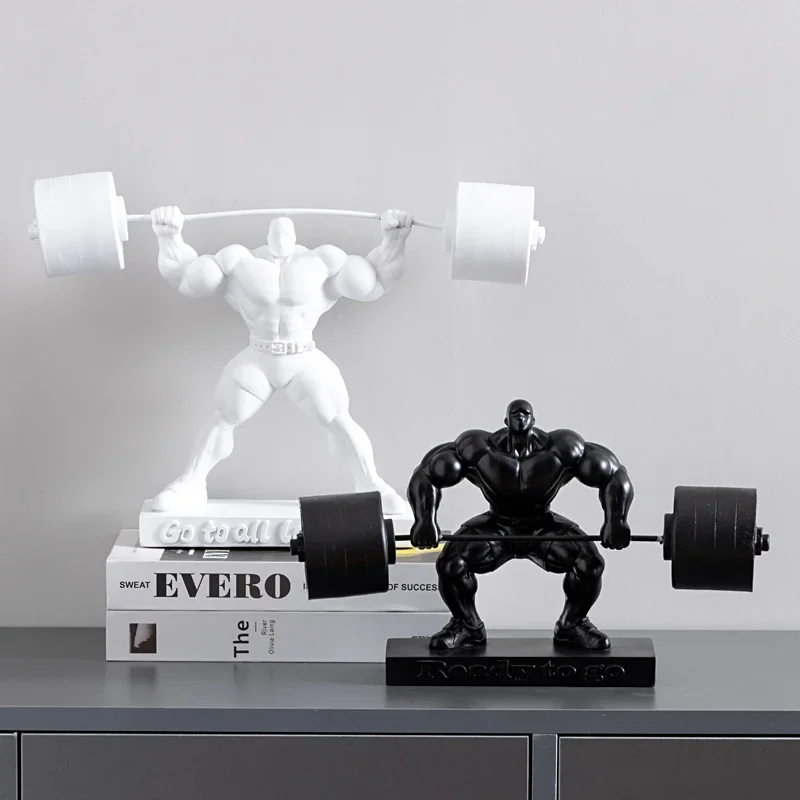 Weightlifting Strongman Sculpture Sports Figures Model Resin Crafts LivingRoom Office Desktop Decoration Modern HomeDecor Statue