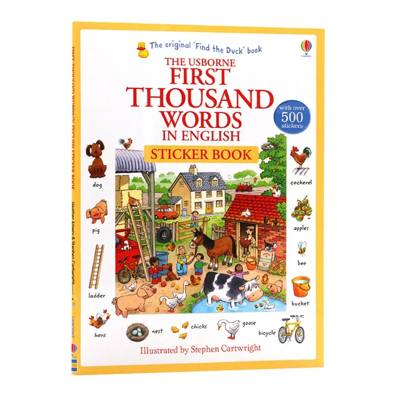 

Наклейка Usborne First 1000 слов на английском языке, детские книги в возрасте 3, 4, 5, 6 лет, английские книжки с картинками, 9781409570400