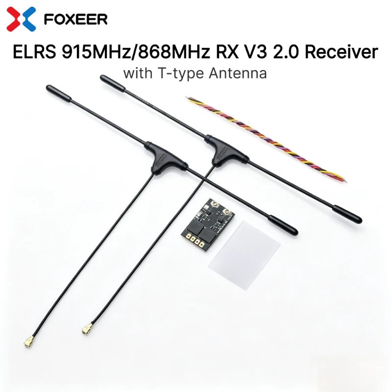 Foxeer ELRS 915MHz/868MHz RX V3 2.0 Diversity Receiver with T type Antenna for RC FPV Freestyle Long Range Drones Parts