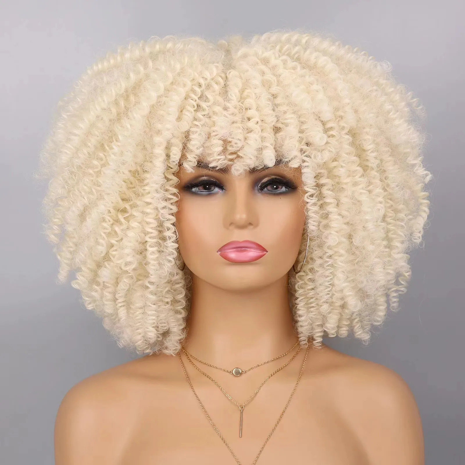 Micro roll European and American wig headband, small roll fluffy short curly hair, high temperature silk fluffy short hair