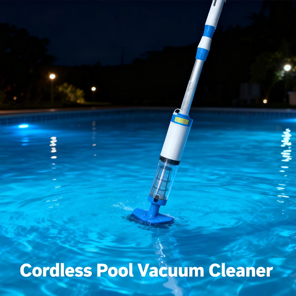 Electric Pool Vacuum Cleaner Rechargeable Handheld Pool Floor Vacuum Cordless Pool Bottom Suction Cleaner with Brush Accessories