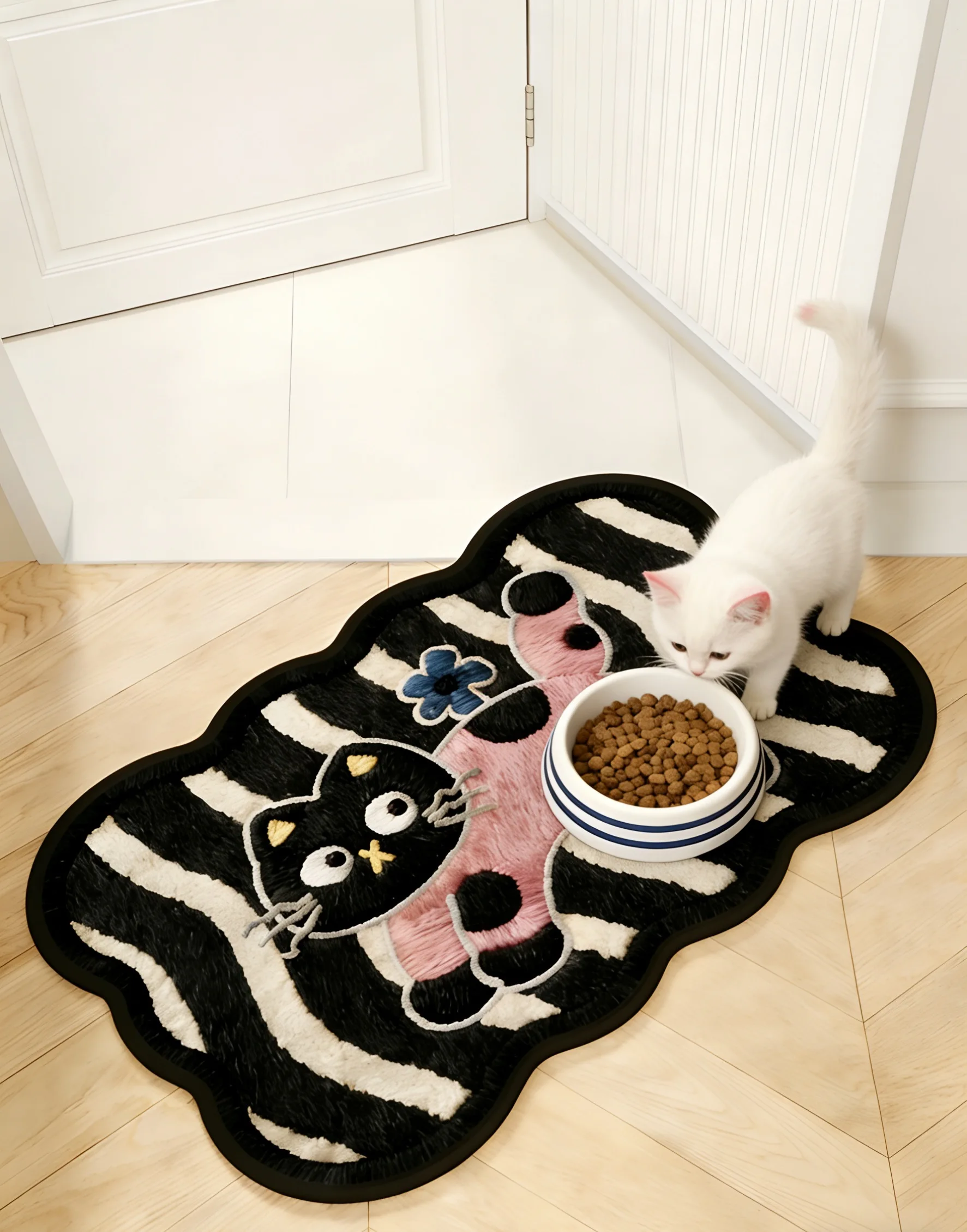 حصيرة طعام الحيوانات الأليفة الكرتونية - حصيرة جل السيليكا العالمية للقطط والكلاب، بساط تغذية الحيوانات الأليفة ماص وغير قابل للانزلاق