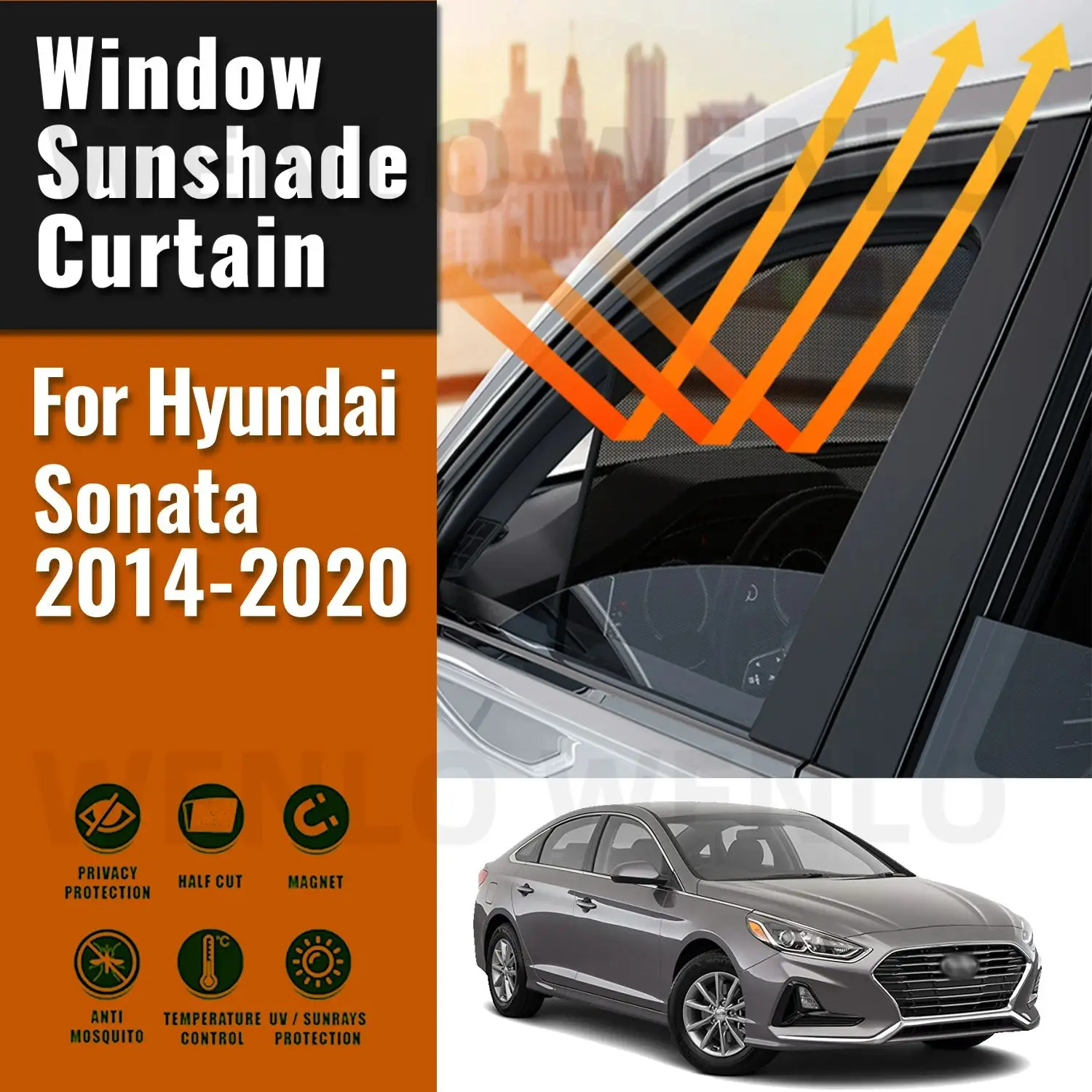 

For Hyundai Sonata 2014-2020 Car Side Window Sunshade Windshield Magnetic Sun Shade Solar Protection Parasol Children Curtains