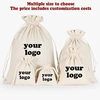 10 unids/lote de bolsas con cordón de lino con logotipo personalizado para fiesta de Navidad, boda, bolsas de algodón personalizadas de alta calidad, sacos personalizados