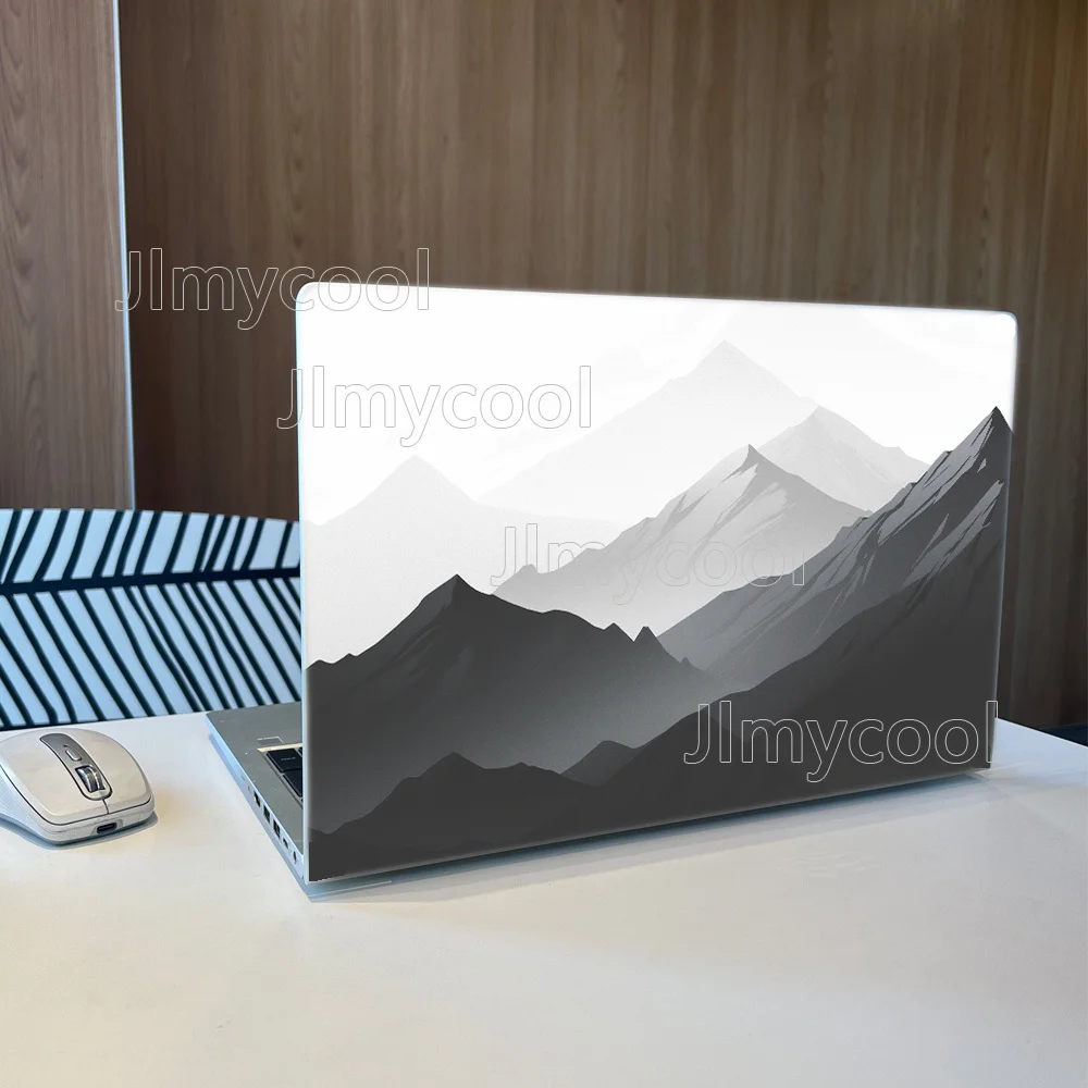 2Piece Simple Grey Mountain Range Pattern Laptop Decal Case Universal Netbook Skin Sticker Non-reusable Stickers Waterproof