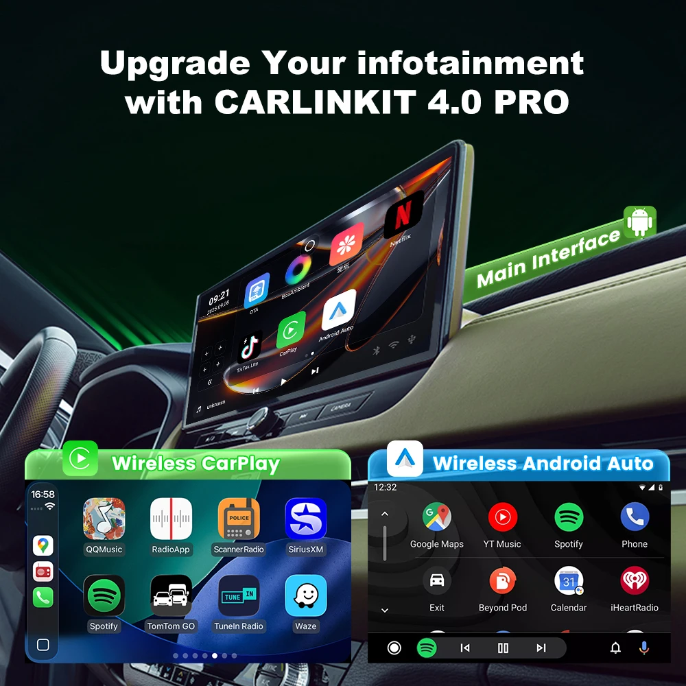 2026 CarlinKit CP2A Pro Android 12 Android auto CarPlay Wireless Adapter Support Wired CarPlay Netflix YouTube TikTok Wifi Ble