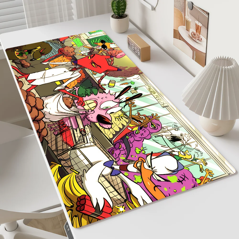 Tapis de souris antidérapant à bords renforcés, grand format, épais, pour bureau, étudiant, gaming, dessin animé, avec motifs C-Courage et C-Cowardly, et coussin d'écriture