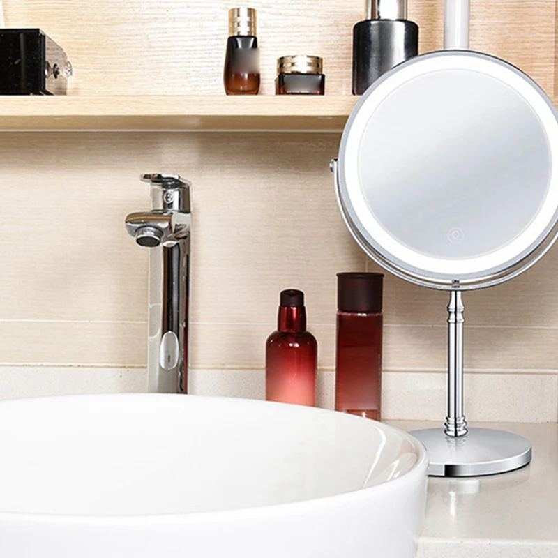 1 ชุด 10X LED กระจกขยายกระจกเครื่องสําอาง 2 ด้านความสว่าง 3 สี B