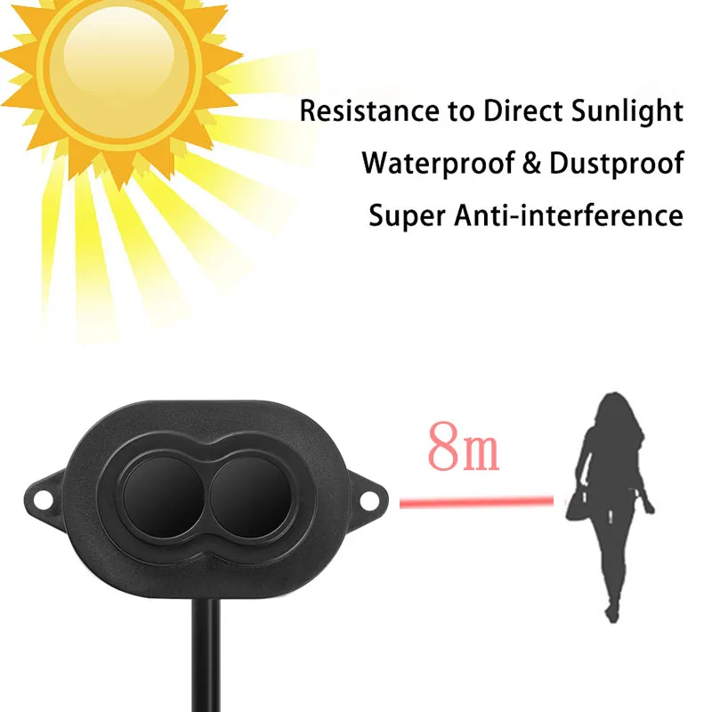 DC5-24V Laser Ranging Sensor, 2° Small Beam Angle, 2% High Precision, 8m Measuring Distance, Infrared Presence Detection Switch