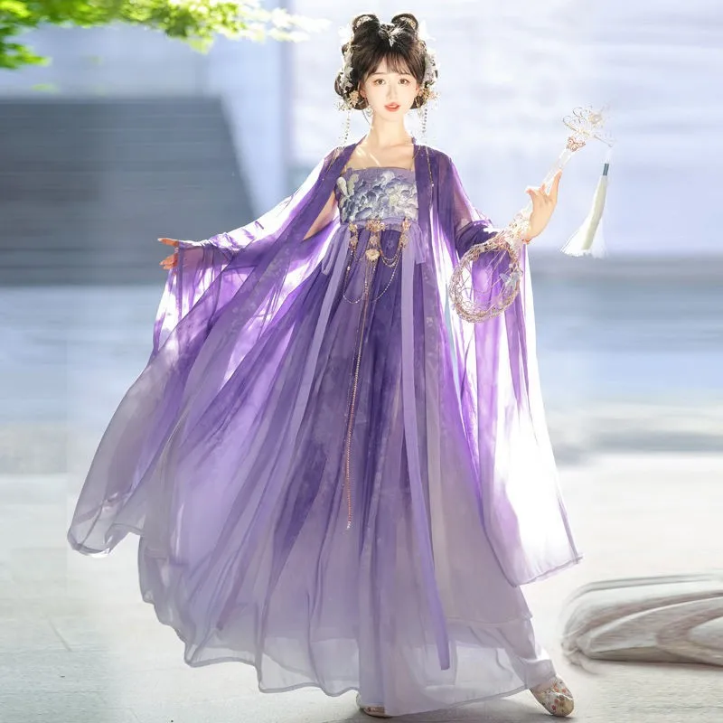 

Традиционное китайское платье Hanfu, костюмы для косплея, этнический стиль, шоу, сценическая модная одежда, женская одежда, праздничное платье феи, весна