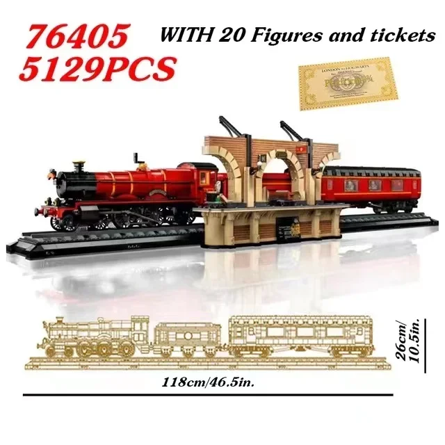 طبعة جامعي 76405 5129 قطعة 118 سنتيمتر Hogiwartsed Express قطار بناء مجموعة الطوب مع ألعاب Minifigis للبالغين هدية