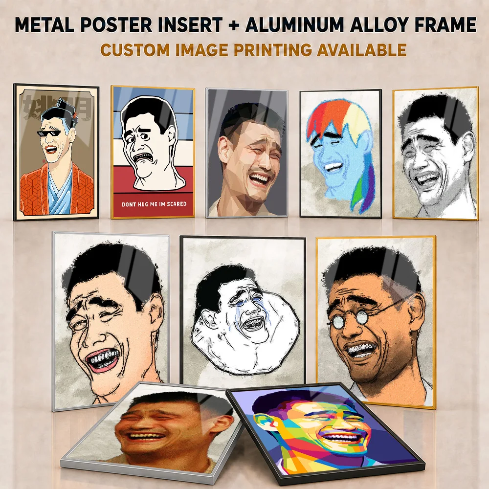 Yao Ming Framed Aluminum Metal Poster Customized Photo Energetic Basketball Legend Style Wall Art For Bedroom Collector Gift