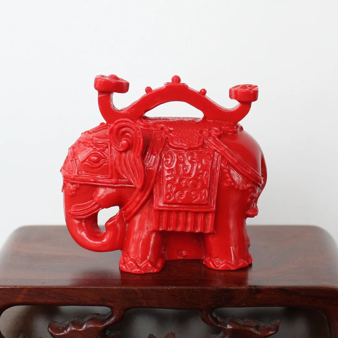 

Cinnabar mascot beckoning fortune desktop ornaments auspicious Ruyi trumpet elephant hand piece play