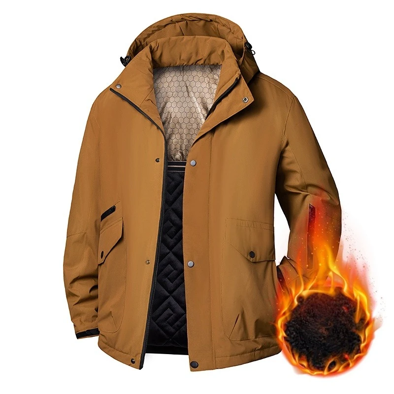 

Зимние мужские флисовые парки с подогревом, теплая уличная ветрозащитная съемная куртка с капюшоном, мужские водонепроницаемые повседневные куртки-пуховики, мужское пальто