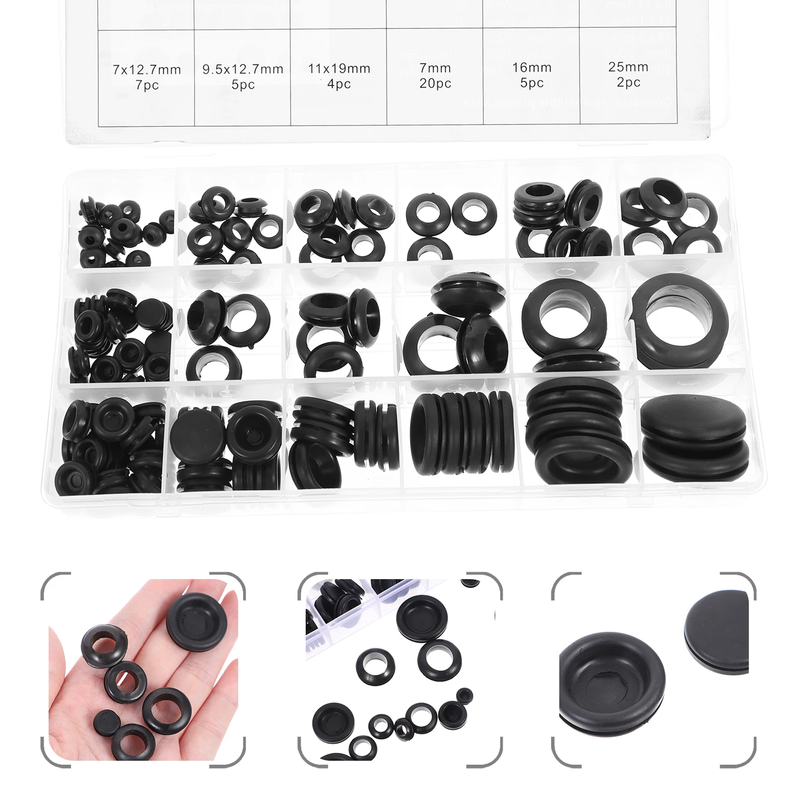 

1 set 1 Set Rubber Grommets Hole Plug Electrical Wire Gasket Kit For Automotive Pc Hardware Firewall Plumbing Cable Protection